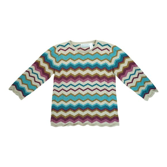 Vintage Alfred Dunner Women's Sweater PL Pullover Multi-Colored Striped Stretch - Picture 1 of 4
